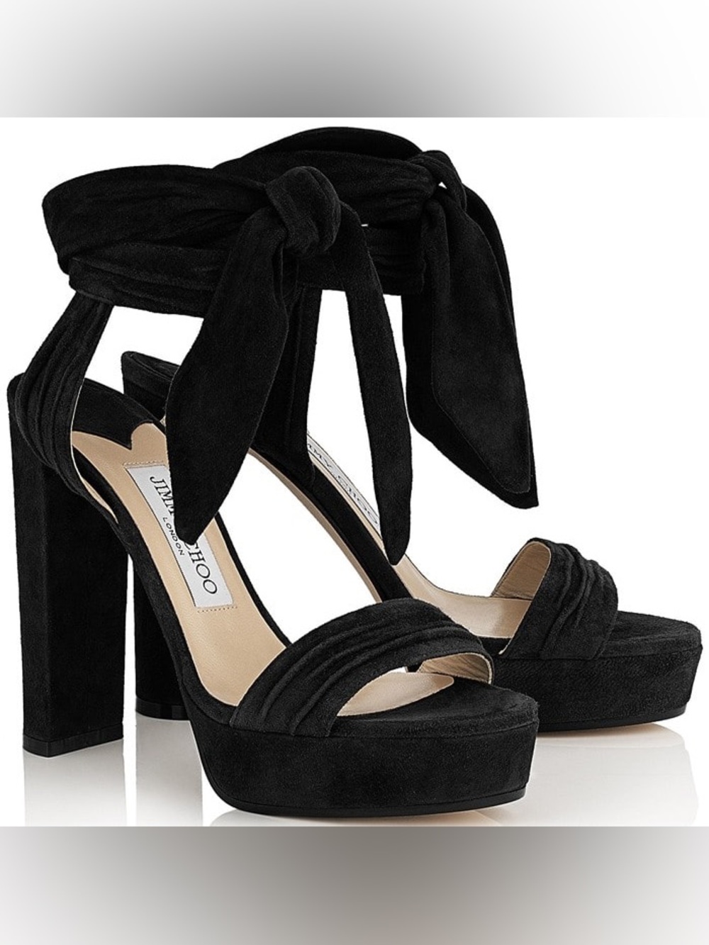 Jimmy Choo “Kaytrin” Size 38.5 Black Suede Wraparound Strap Sandal